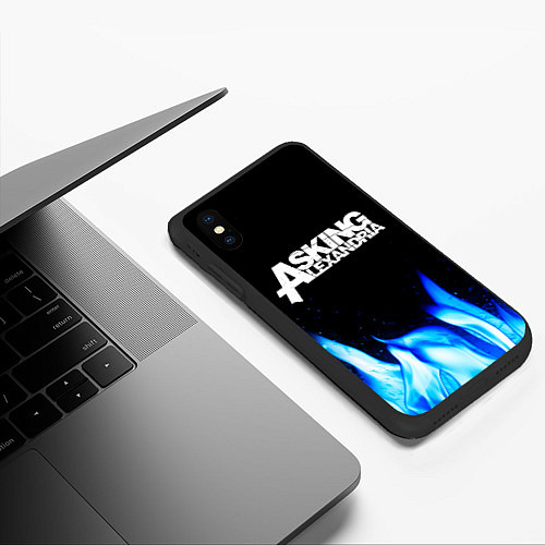 Чехол iPhone XS Max матовый Asking Alexandria blue fire / 3D-Черный – фото 3