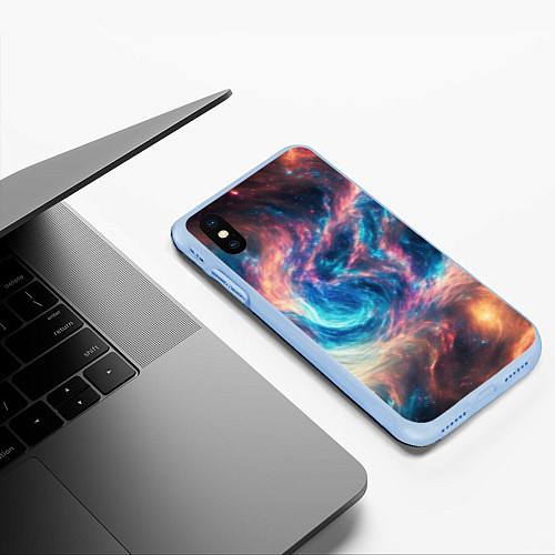 Чехол iPhone XS Max матовый Космические узоры необычные / 3D-Голубой – фото 3