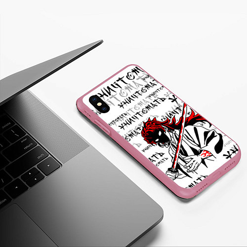 Чехол iPhone XS Max матовый Ериичи - уничтожать / 3D-Малиновый – фото 3