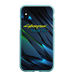 Чехол iPhone XS Max матовый Cyberpunk 2077 phantom liberty logo, цвет: 3D-мятный