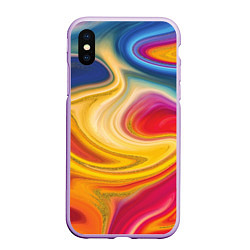 Чехол iPhone XS Max матовый Цветная волна, цвет: 3D-сиреневый