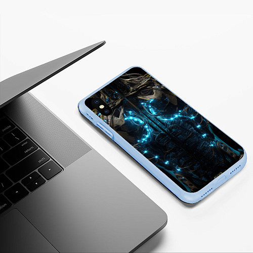Чехол iPhone XS Max матовый Туловище киборга / 3D-Голубой – фото 3