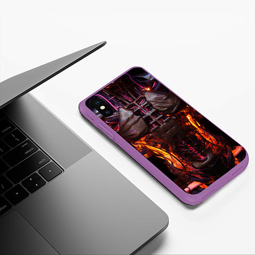 Чехол iPhone XS Max матовый Тело киборга киберпанк / 3D-Фиолетовый – фото 3