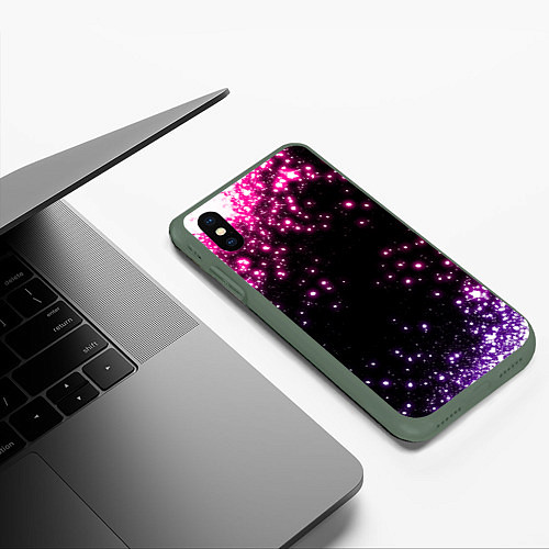 Чехол iPhone XS Max матовый Неоновые звезды - neon / 3D-Темно-зеленый – фото 3