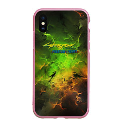 Чехол iPhone XS Max матовый Cyberpunk 2077 phantom liberty green