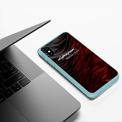 Чехол iPhone XS Max матовый Cyberpunk 2077 phantom liberty black red, цвет: 3D-мятный — фото 2