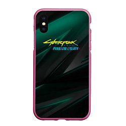 Чехол iPhone XS Max матовый Cyberpunk 2077 phantom liberty dark logo, цвет: 3D-малиновый