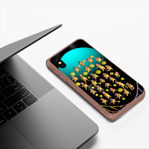 Чехол iPhone XS Max матовый Клоуны в лунной сети / 3D-Коричневый – фото 3