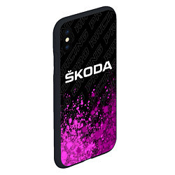 Чехол iPhone XS Max матовый Skoda pro racing: символ сверху, цвет: 3D-черный — фото 2