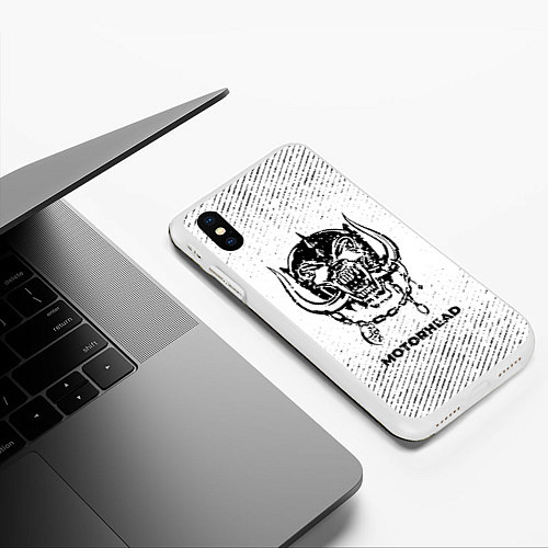 Чехол iPhone XS Max матовый Motorhead с потертостями на светлом фоне / 3D-Белый – фото 3