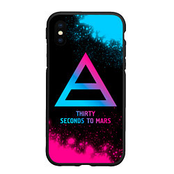 Чехол iPhone XS Max матовый Thirty Seconds to Mars - neon gradient, цвет: 3D-черный