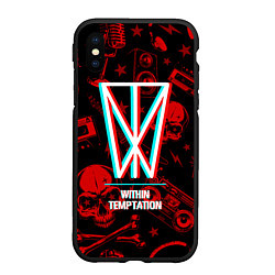 Чехол iPhone XS Max матовый Within Temptation rock glitch, цвет: 3D-черный