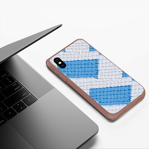 Чехол iPhone XS Max матовый Вязаная текстура / 3D-Коричневый – фото 3