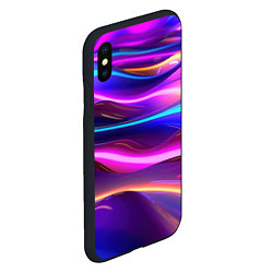 Чехол iPhone XS Max матовый Неоновые волны, цвет: 3D-черный — фото 2