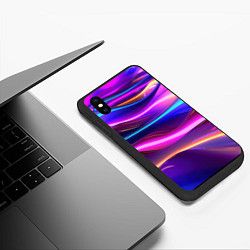 Чехол iPhone XS Max матовый Неоновые волны, цвет: 3D-черный — фото 2