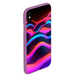 Чехол iPhone XS Max матовый Неоновые фиолетовые волны, цвет: 3D-фиолетовый — фото 2