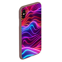 Чехол iPhone XS Max матовый Цветные неоновые волны, цвет: 3D-коричневый — фото 2