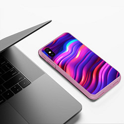 Чехол iPhone XS Max матовый Неоновые волны, цвет: 3D-розовый — фото 2