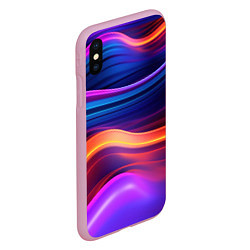 Чехол iPhone XS Max матовый Волнистые неоновые линии, цвет: 3D-розовый — фото 2