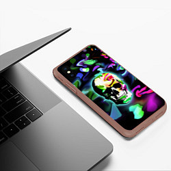 Чехол iPhone XS Max матовый Цветной череп, цвет: 3D-коричневый — фото 2
