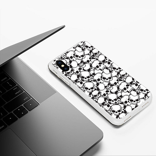 Чехол iPhone XS Max матовый Черепа - смерть / 3D-Белый – фото 3
