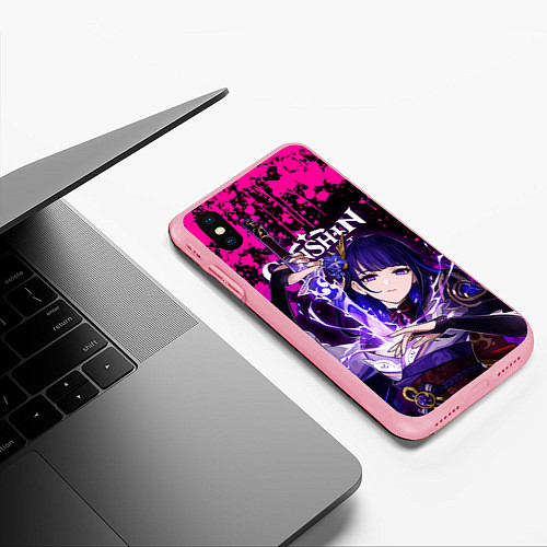 Чехол iPhone XS Max матовый Сёгун райден - геншин импакт - бог молний / 3D-Баблгам – фото 3