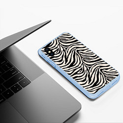 Чехол iPhone XS Max матовый Полосатая шкура зебры, белого тигра, цвет: 3D-голубой — фото 2