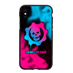 Чехол iPhone XS Max матовый Gears of War - neon gradient, цвет: 3D-черный