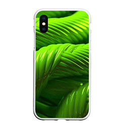 Чехол iPhone XS Max матовый Объемный зеленый канат, цвет: 3D-белый