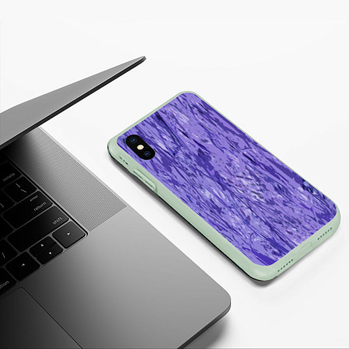 Чехол iPhone XS Max матовый Абстракция сиреневый / 3D-Салатовый – фото 3