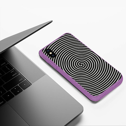Чехол iPhone XS Max матовый Оптическая иллюзия спираль / 3D-Фиолетовый – фото 3