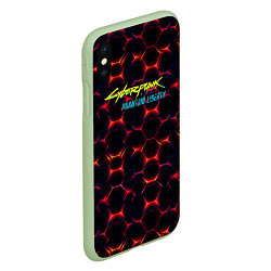 Чехол iPhone XS Max матовый Cyberpunk 2077 phantom liberty dark abstract, цвет: 3D-салатовый — фото 2