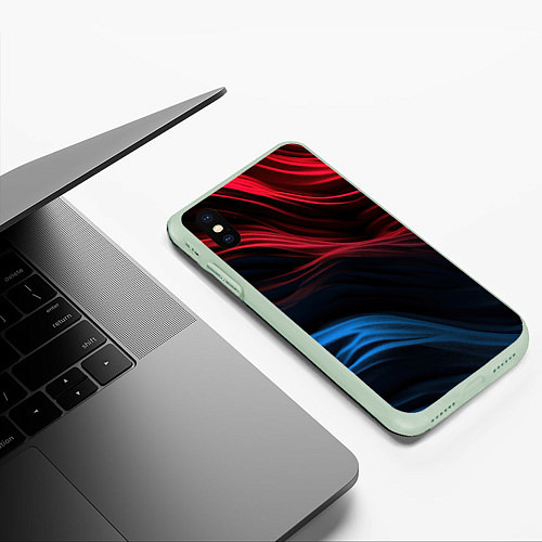 Чехол iPhone XS Max матовый Blue red black / 3D-Салатовый – фото 3