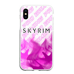 Чехол iPhone XS Max матовый Skyrim pro gaming: символ сверху, цвет: 3D-белый