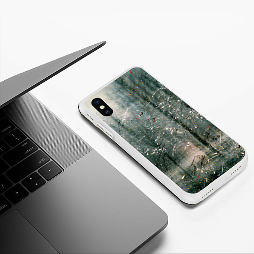 Чехол iPhone XS Max матовый Тени деревьев и краски / 3D-Белый – фото 3