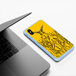 Чехол iPhone XS Max матовый Киберпанк Yellow-Black, цвет: 3D-голубой — фото 2