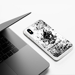 Чехол iPhone XS Max матовый Cyberpunk 2077 glitch на светлом фоне, цвет: 3D-белый — фото 2
