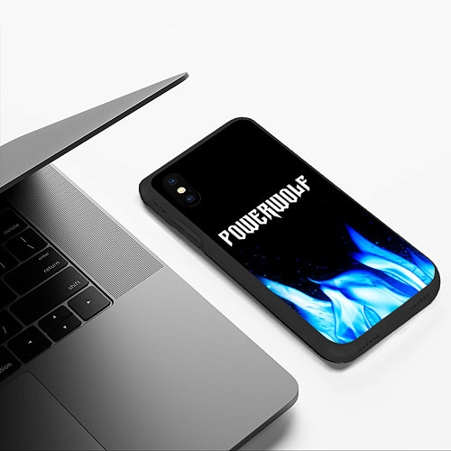 Чехол iPhone XS Max матовый Powerwolf blue fire / 3D-Черный – фото 3