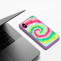 Чехол iPhone XS Max матовый Тай дай клубничный, цвет: 3D-фиолетовый — фото 2