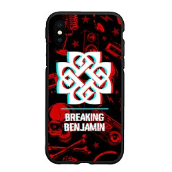 Чехол iPhone XS Max матовый Breaking Benjamin rock glitch, цвет: 3D-черный