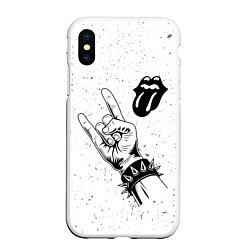 Чехол iPhone XS Max матовый Rolling Stones и рок символ, цвет: 3D-белый