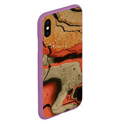 Чехол iPhone XS Max матовый Оранжевые и бежевые потоки красок, цвет: 3D-фиолетовый — фото 2