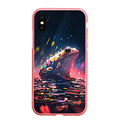 Чехол iPhone XS Max матовый Лягушка под дождем - нейросеть, цвет: 3D-баблгам