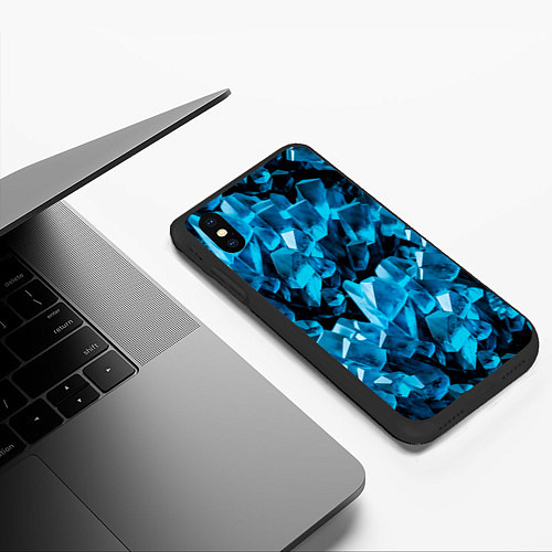 Чехол iPhone XS Max матовый Кристаллическая текстура / 3D-Черный – фото 3