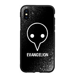 Чехол iPhone XS Max матовый Evangelion glitch на темном фоне, цвет: 3D-черный