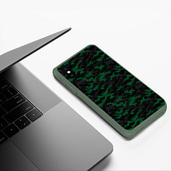 Чехол iPhone XS Max матовый Точечный камуфляжный узор Spot camouflage pattern, цвет: 3D-темно-зеленый — фото 2