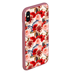 Чехол iPhone XS Max матовый Цветочный букет Flower bouquet, цвет: 3D-малиновый — фото 2