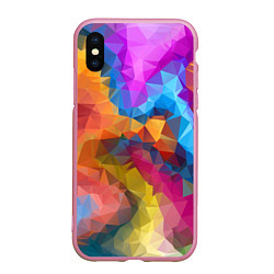 Чехол iPhone XS Max матовый Super colors, цвет: 3D-розовый