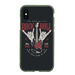 Чехол iPhone XS Max матовый Rock and roll - хой, цвет: 3D-темно-зеленый