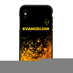 Чехол iPhone XS Max матовый Evangelion - gold gradient: символ сверху, цвет: 3D-черный